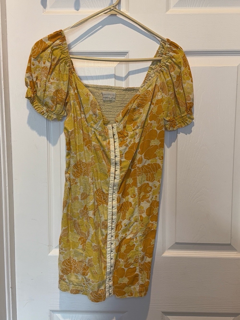 Yellow and orange sun dress with corset detail